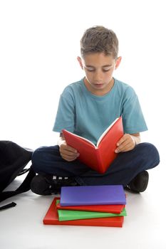 a boy reading in a funny book