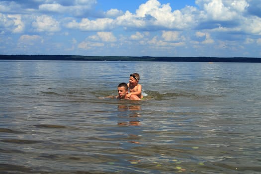 Father With The Son The Lake