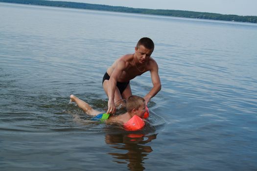 Father With The Son The Lake