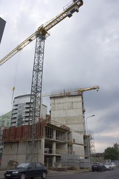 construction of a modern office building