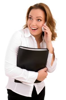 Young successful business woman talking on the phone