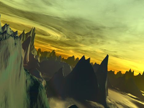 Digital created, fictional scifi scenery.