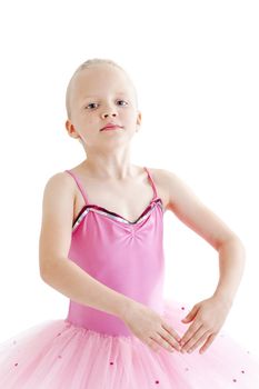 Young ballerina dancer over a white background