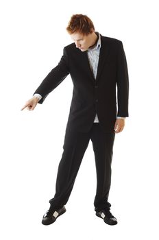 businessman pointing down with the finger