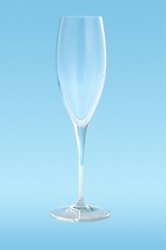 Sparkling wine glass over a blue background