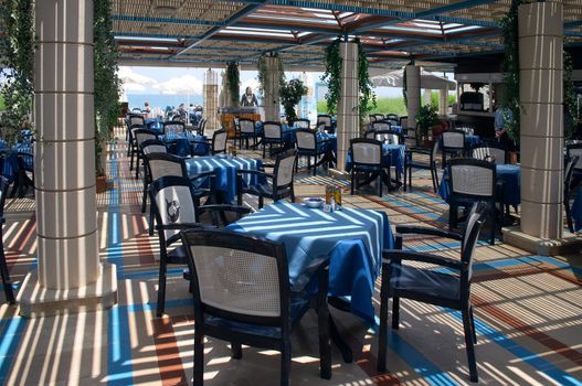 open air restaurant on the seaside in resort