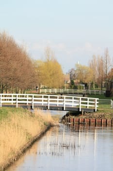 A view over a ditch in a dutch suburb