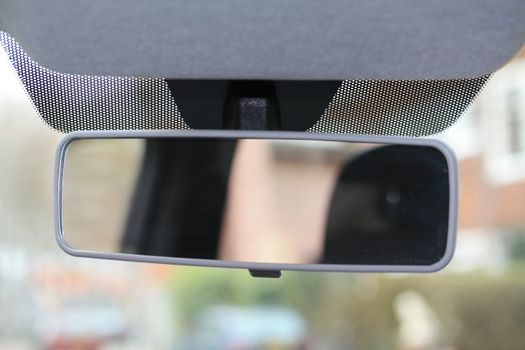 the rearviewmirror of a small car