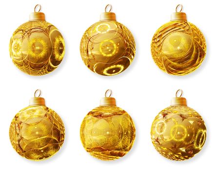set of golden christmas balls