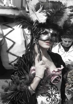 VALLETTA, MALTA - FEB 13 - Venetian costume at the International Carnival of Malta on Saturday February 13th 2010