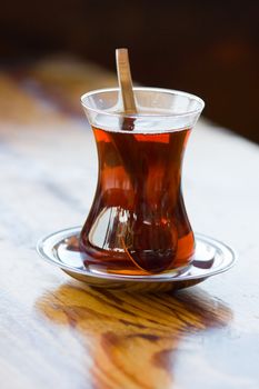 A glass of traditional turkish tea