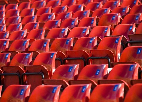 Detail and abstract shot of empty arena audience seating