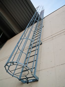 Fire emergency escape ladder on a building vertical angle
