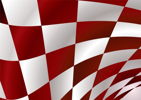 Red and white checker flag bellowing in the wind