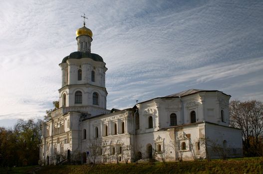 old ortodoxy christianity church with gold dome in Ukraine