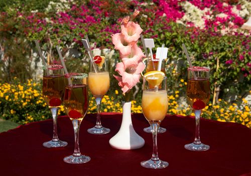 cocktails on the table on outdoor party
