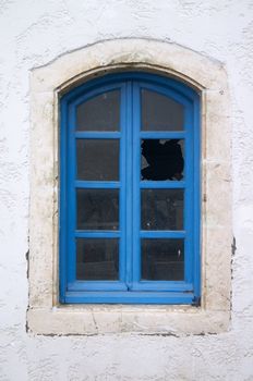 broken window in old house