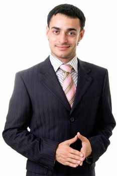 Young business man isolated on white background.