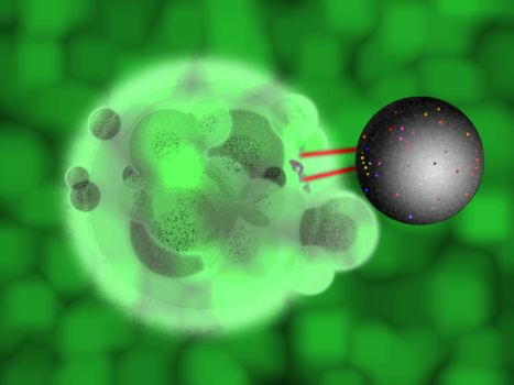 3d Green Plant Cell Matter Medical Illustration With Nanobot