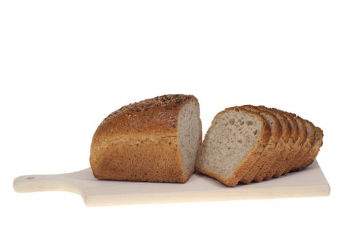 half of bread and slice of bread isolated on white background