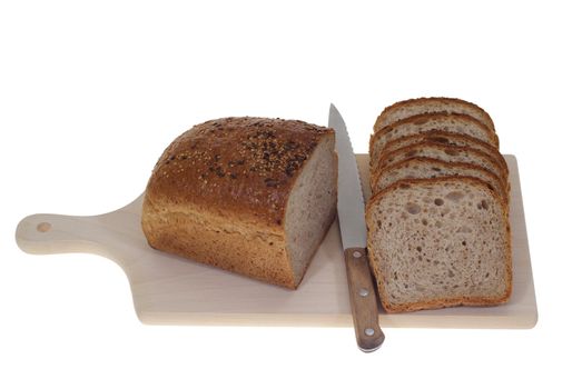 half of bread and slice of bread isolated on white background