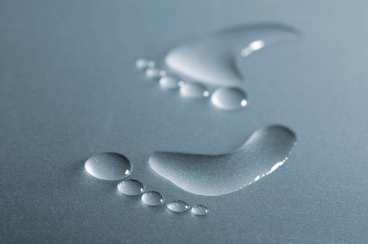 Drops of water that look like bare footprint