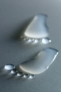 Drops of water that look like footprints