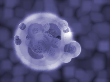 Blue 3d Organic Cell Matter Medical Illustration Floating in Body