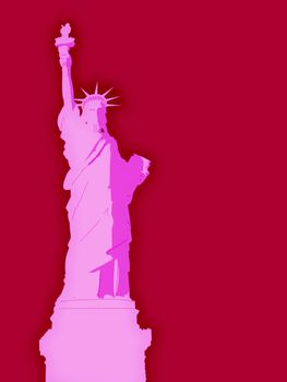 Pink Statue of Liberty Illustration with Blood Red Background