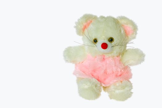 Soft toy yellow  bear, isolated on a white background.