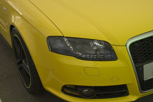 Close-up of a new modern muscle car

