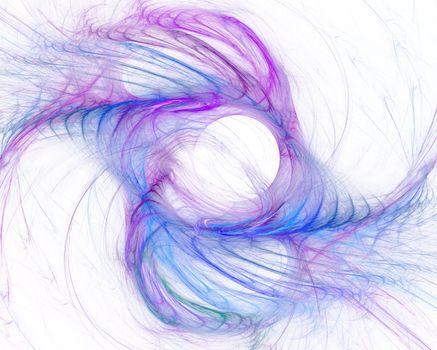 Abstract colored curves like feathers on a white background