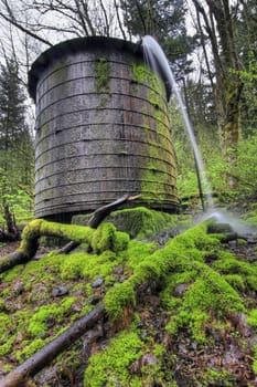 Old Water Tower in rural countryside Columbia River Gorge Vertical
