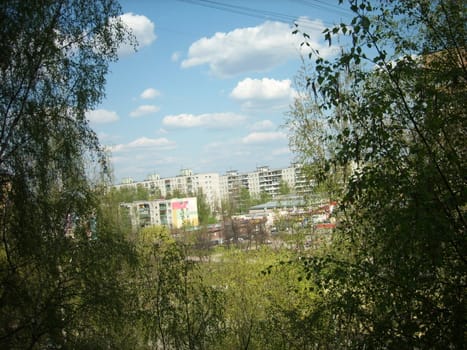 City situated near Moscow. A view from the window.