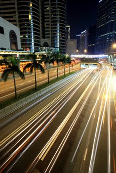 Traffic in Hong Kong at night