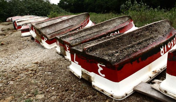 Old boats on the ground