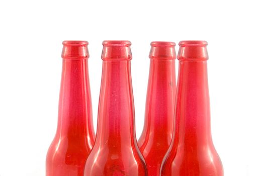 red beer bottles isolated on a white background