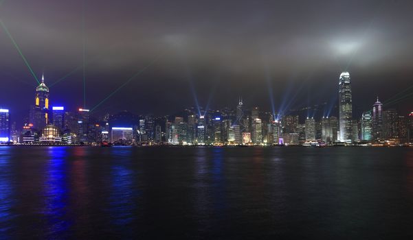 Symphony of lights show in Hong Kong at night