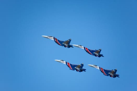 Aerobatic group "Russian Knights". Air show, Novosibirsk