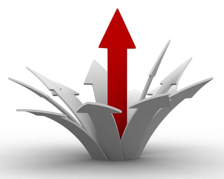 Movement direction to success. Isolated 3D image