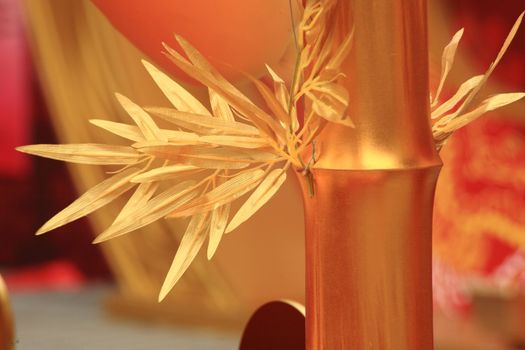 chinese new year scene, man-made golden bamboo