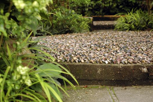 Foot reflexology path with cobblestone located at botanical park