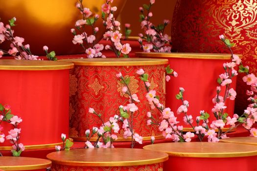 chinese new year scene, man-made peach blossom