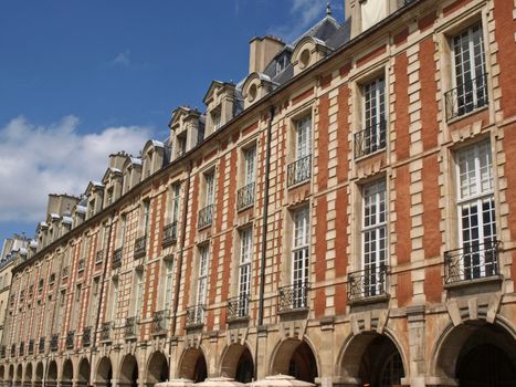 view of residences arond the Vosges Square in Paris