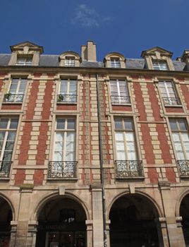 view of residences arond the Vosges Square in Paris