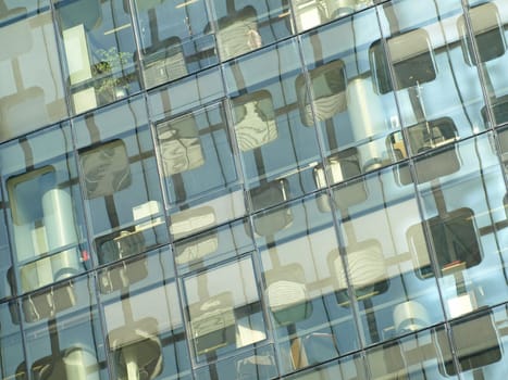 close-up image of a building reflection