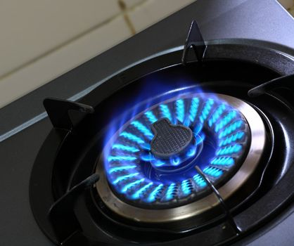 gas burner with blue flame