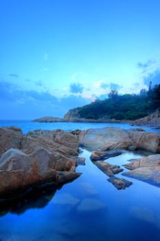 sunset on coast, in Cheung Chau, Hong Kong