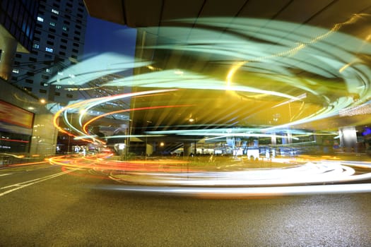cars motion blurred in Hong Kong