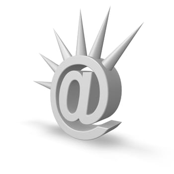 email alias with prickles on white background - 3d illustration